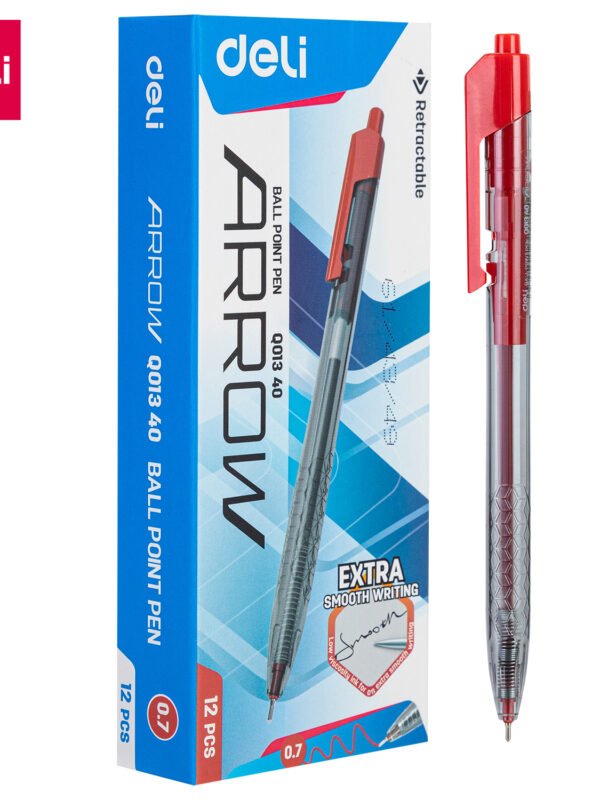 ديلي قلم حبر جاف كباس - بدن شفاف - 0.7mm - أحمر EQ01340